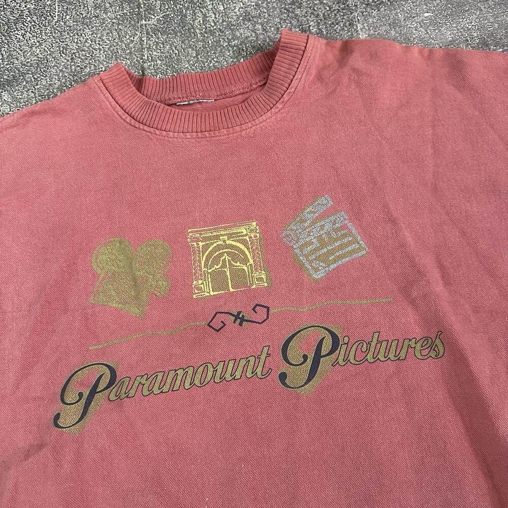 Mens Vintage 90s Paramount Pictures Pastel Pink Promo Crewneck Sweatshirt Sz 2XL